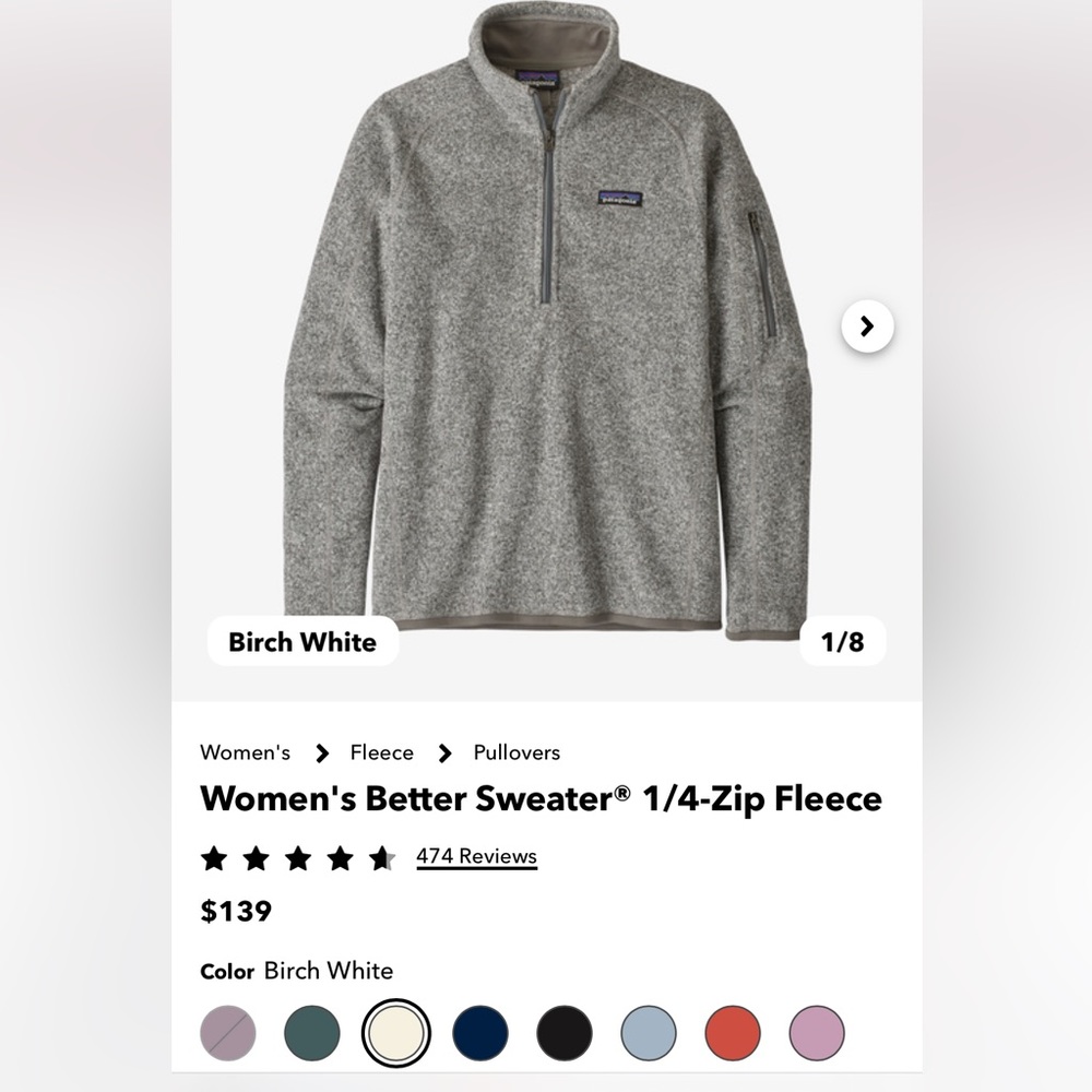 PATAGONIA Women's Better Sweater® 1/4-Zip Fleece - Size M